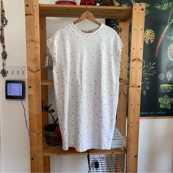 Boden White Metallic Gold Dots Faye Jersey T-shirt Dress - Picture 6 of 16